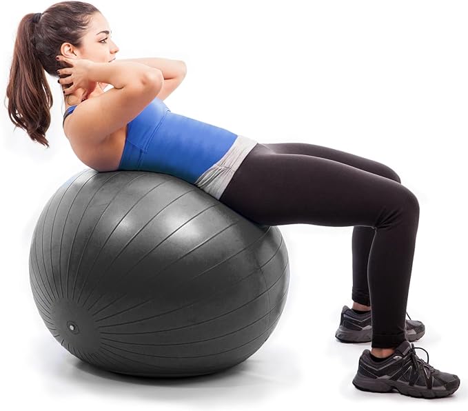 MICRODRY - Exercise Ball for Yoga, Pilates, Core-Enhancement, Strength Training & More, Balance Ball for Enhancing Flexibility, Pump Included, Grey