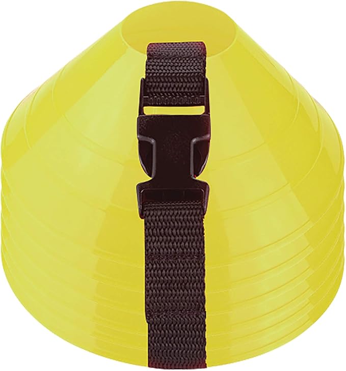 American Challenge Large Disc Cones – Set of 6 Agility Cones for Sports Training – Compact Soccer Cones with Carry Strap for Drills & Practice