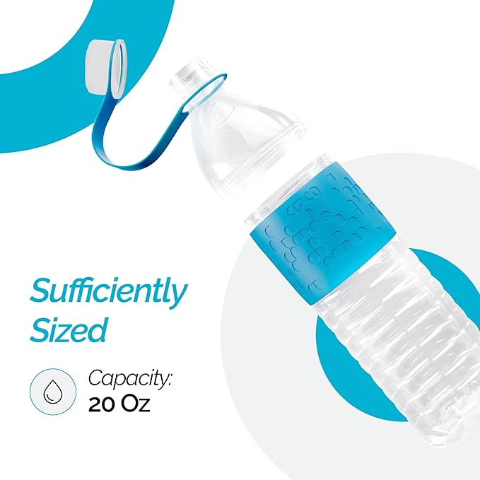 Copco Hydra 20 oz Water Bottle, Set of 2 with Carrying Loop – Leak Proof, BPA Free Tritan, Dishwasher Safe, Twist-Open Body, Non-Slip Silicone Grip, Ideal for Gym, Travel, Office, On-the-Go (Blue)