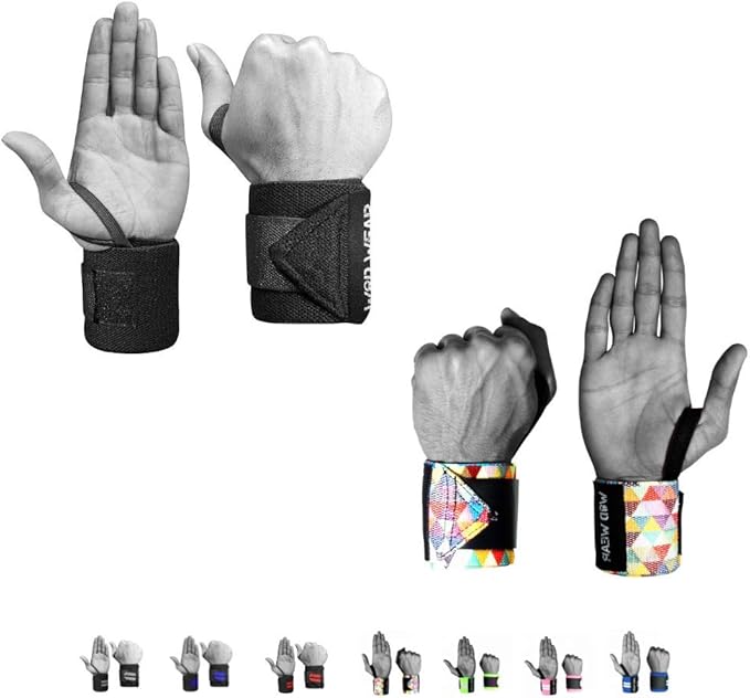 Elastic Wrist Wraps for Powerlifting, Strength Training, Bodybuilding, Cross Training, Olympic Weightlifting, Yoga Support - One Size Fits All