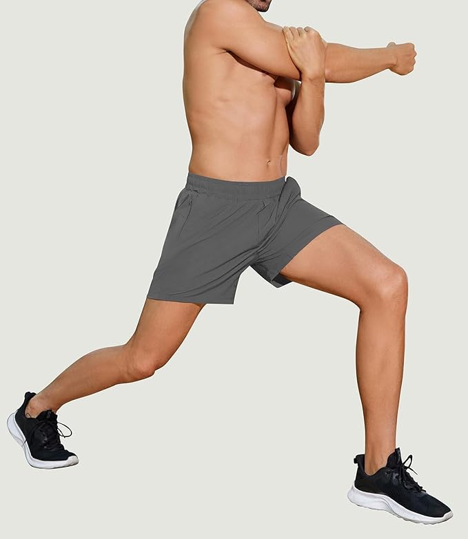 PINSPARK Men's Workout Shorts 5" Lightweight Running Shorts Quick Dry Athletic Gym Shorts with Zip Pocket Towel Loop