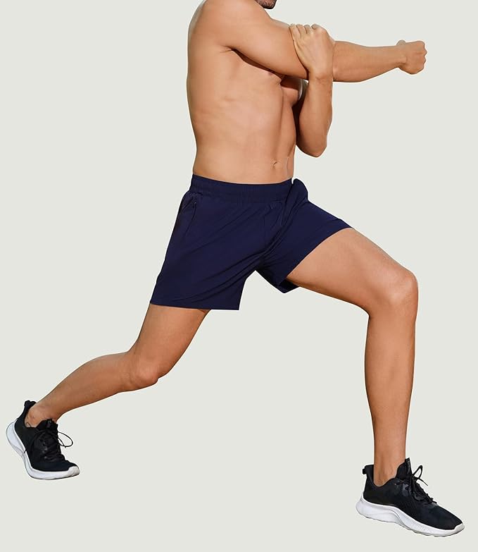 PINSPARK Men's Workout Shorts 5" Lightweight Running Shorts Quick Dry Athletic Gym Shorts with Zip Pocket Towel Loop