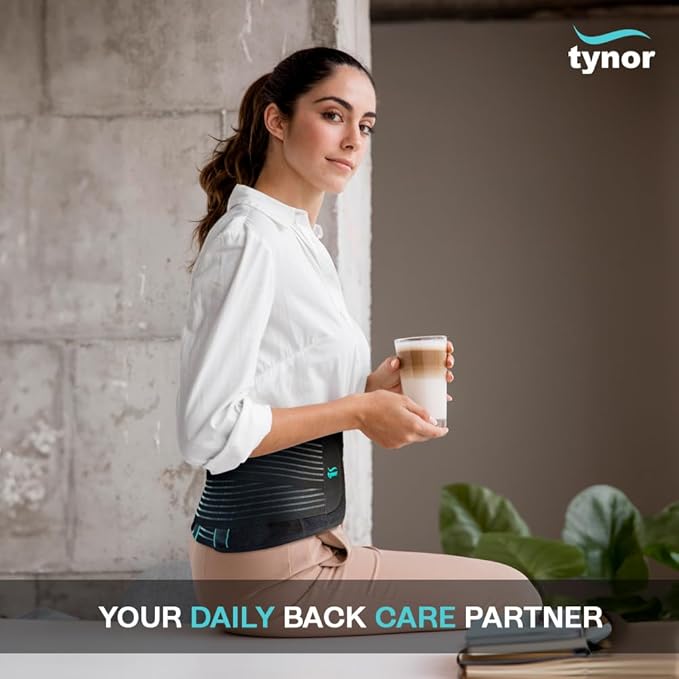 TYNOR Back Brace for Lower Back Pain with Lumbar Pad for Men & Women, Breathable Lumbar Support Brace with Adjustable Straps for Herniated Disc, Scoliosis & Lifting (Small, Premium Black)
