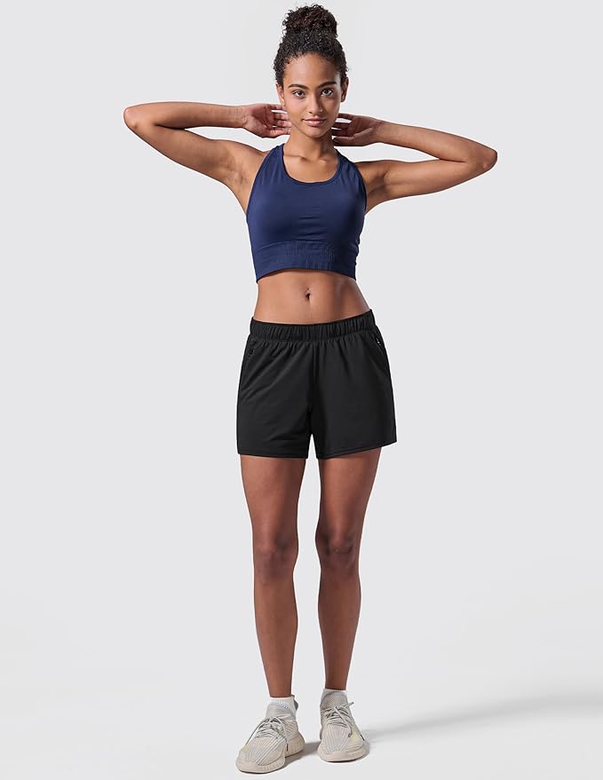 Liberty Imports 1 or 5 Pack Womens Lounge Workout Shorts with Zipper Pockets 5" Inseam Lightweight Athletic Casual Shorts