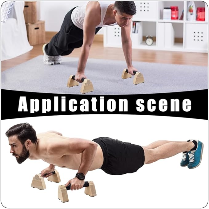 AHANDMAKER Wooden Parallettes Bars for Handstand Training in Natural Bisque Calisthenics Equipment Push Up Bars Dip Stands for Home Gym Strength Training Men Fitness Essentials