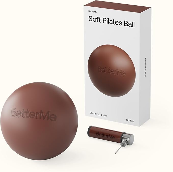 BetterMe Soft Pilates Ball β 8 Inch Mini Exercise Ball for Pilates, Yoga & Core Training β Small Stability Ball for Women β Portable Workout Tool