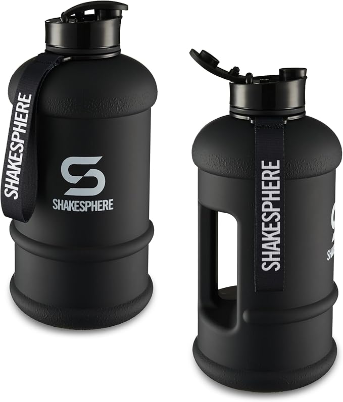 SHAKESPHERE Sports Water Bottle – 2.2L Wide Mouth Water Jug, Leakproof BPA-Free Gym Bottle for Men & Women, Great for Daily Hydration, Training, Travel, Outdoor Activities & Sports – Matte Black