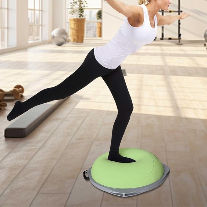 workout equipment for home,boso balancing ball,half ball balance trainer,core training equipment, 31.5 inch Yoga Exercise Ball for Home Gym Core Training Anti-Skid Surface (Green Heart-31.5'')