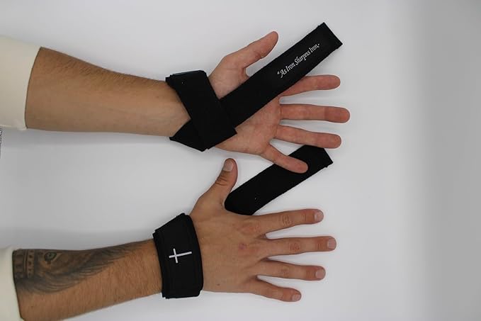Powerlifting Christian Wrist Straps, Soft Cotton Blend Lifting Straps for Weightlifting, Gym Wrist Support for Deadlifts, Rows, and Pulling Exercises (Pair)