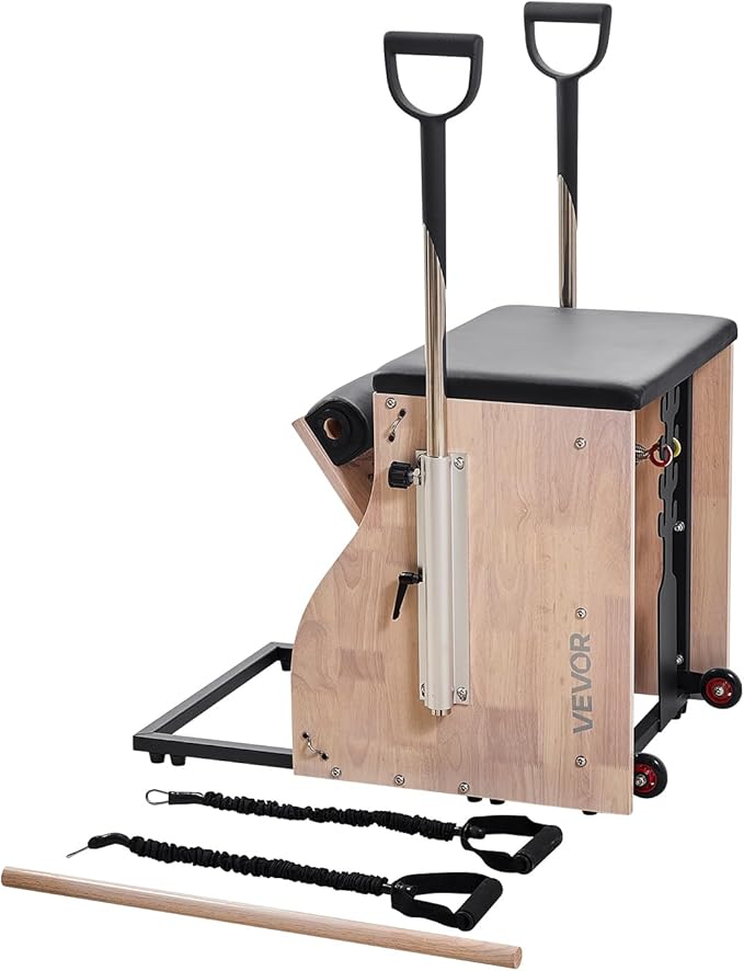 VEVOR Pilates Reformer Accessories for Home Gym, Include Reformer Box/Chair/Spine Corrector/Wall Mounted Machine/Jump Board/Foldable & Dual Resistance Springs