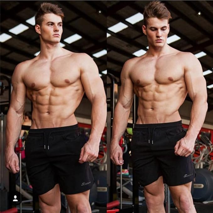 Surenow Mens Running Gym Shorts 3 Inch Breathable Lightweight Athletic Sport Shorts Training Workout Shorts with Pockets