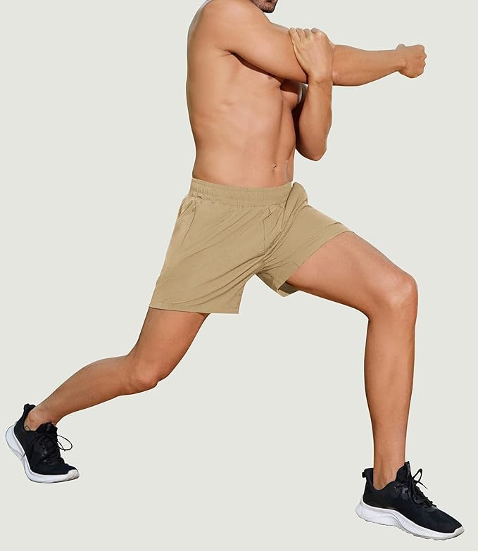 PINSPARK Men's Workout Shorts 5" Lightweight Running Shorts Quick Dry Athletic Gym Shorts with Zip Pocket Towel Loop
