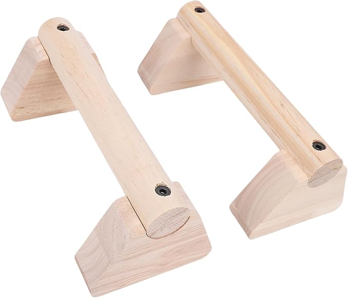 2PCS Wood Push Up Bars with Non Slip Base Pad Exercise Home Workout Equipment Wooden Parallettes Handle Stands Grip for Men Strength Training, Planks Calisthenics