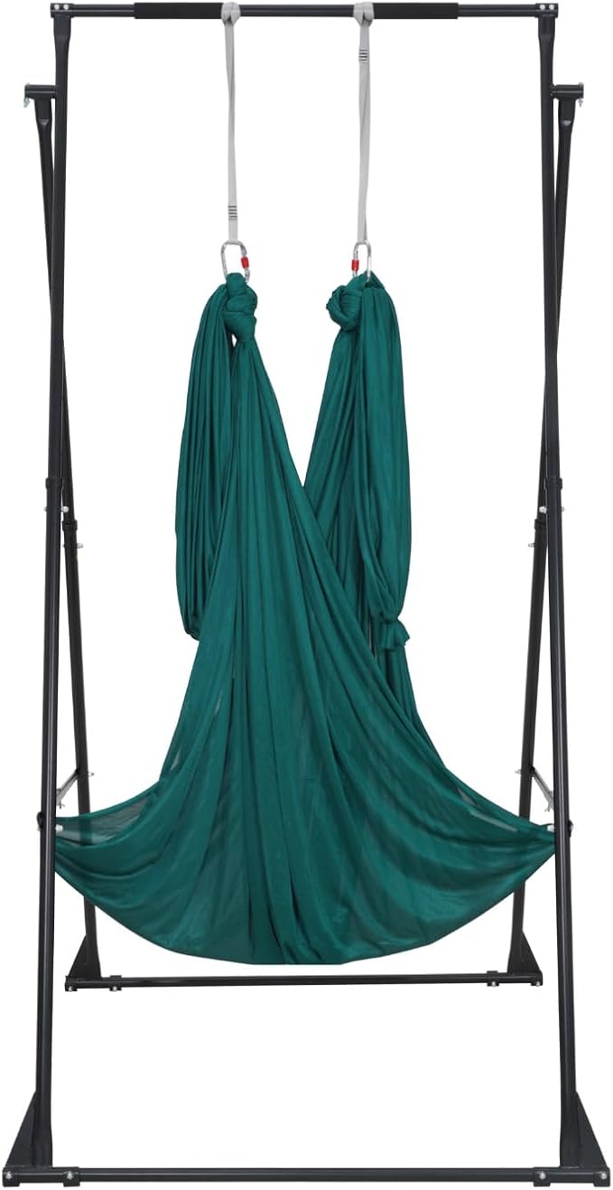VEVOR Yoga Stand Frame, Max 441-551 lbs Load Swing Stand, Triangular Structure Aerial Rig, Aerial Silk Stands with Yoga Hammock, Standard & Height-Adjustable Version