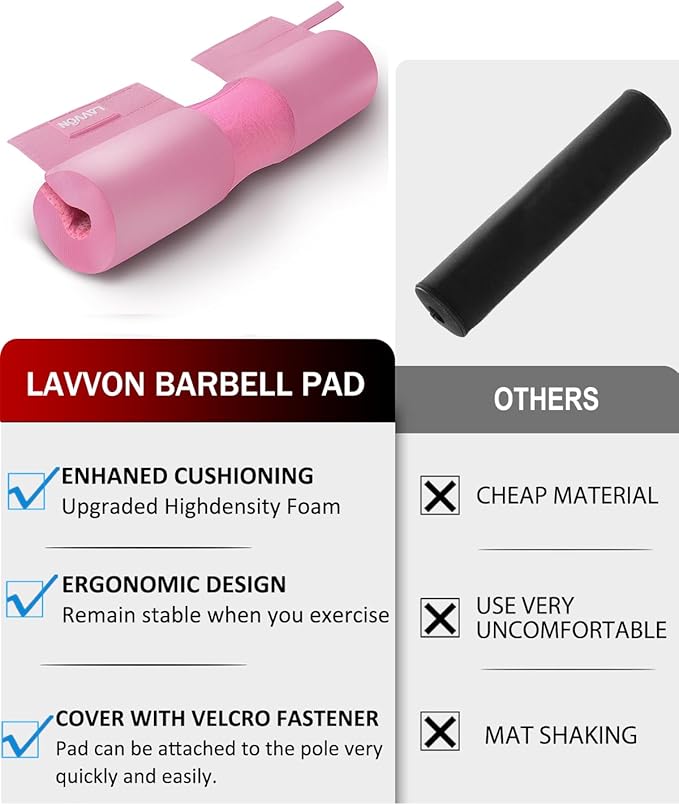 Barbell Squat Pad Nylon Padding AntiSlip- Thick Foam Barbell Pad for Squats Cushion, Lunges&Bar Padding for Hip Thrusts - Standard Weight Bar Pad - Provides Cushion to Neck Shoulders Training