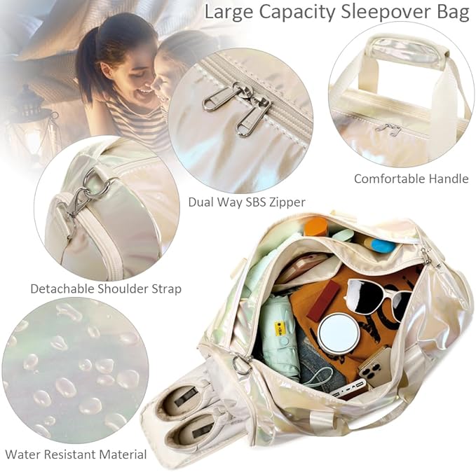 Dance Bag for Girls Sports Duffle Bag for Girl Gym Bag with Shoes Compartment Wet Pocket Weekender Carry On Bag Travel Bag for Teens Girls