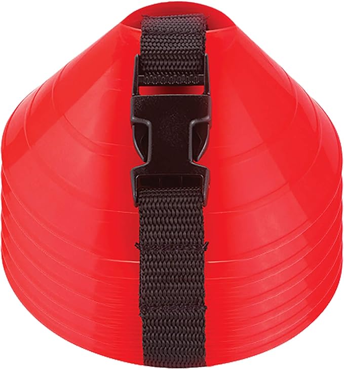 American Challenge Large Disc Cones – Set of 6 Agility Cones for Sports Training – Compact Soccer Cones with Carry Strap for Drills & Practice