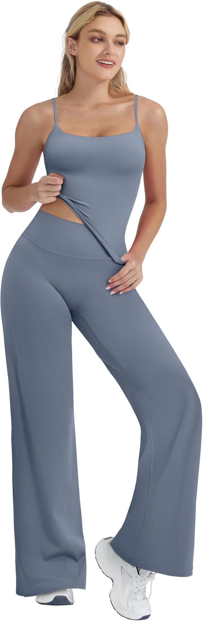 OMKAGI Workout Sets for Women Padded Tank Tops Matching Straight Leg Yoga Outfits