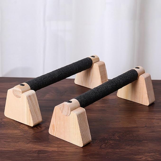 Pull Up Stand Handles Wooden Push Up Bar Beech Wood Calisthenics Exercise Equipment for Home Wood Parallettes Bar for Floor Use