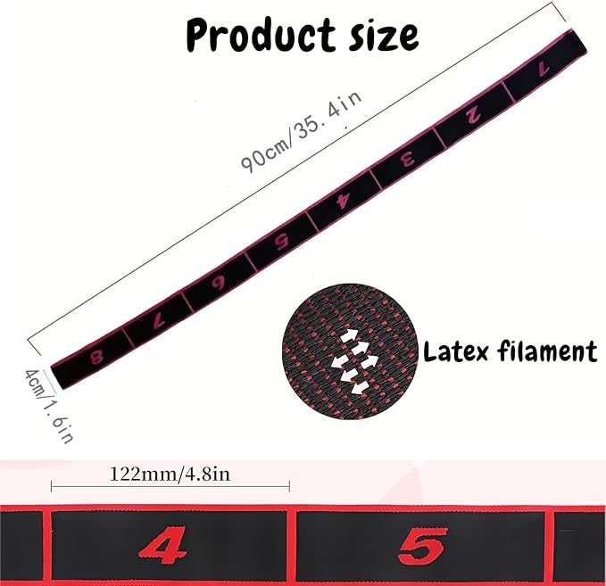 (2Pcs) Numbered Resistance Bands for Glutes & Yoga, Resistance Bands with Handles for Arms,Adjustable Bands for Full Body Stretching Shaping(Red&Purple