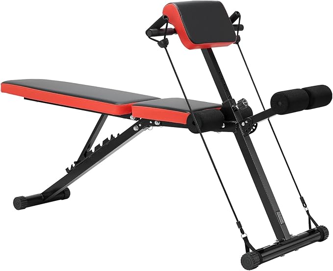 VEVOR Multi-Functional Weight Bench for Full Body Workout, Roman Chair Hyperextension Bench, Adjustable & Foldable Equipment for Back Arm Core Ab Workout, Sit Up Exercise Machine for Home Gym
