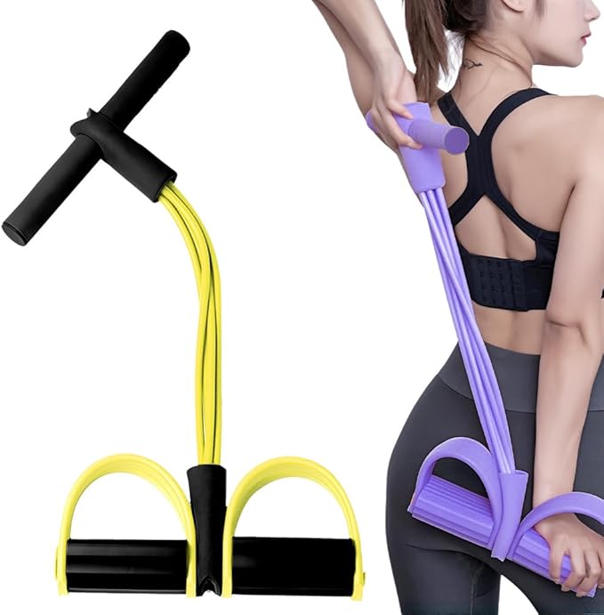 Yoga Sports Crunches Elastic Pull Rope, Pedal Resistance Bands with Handles, Multifunction Elastic Yoga Resistance Band, Home Exercise Equipment for Legs, Arms, Core Training