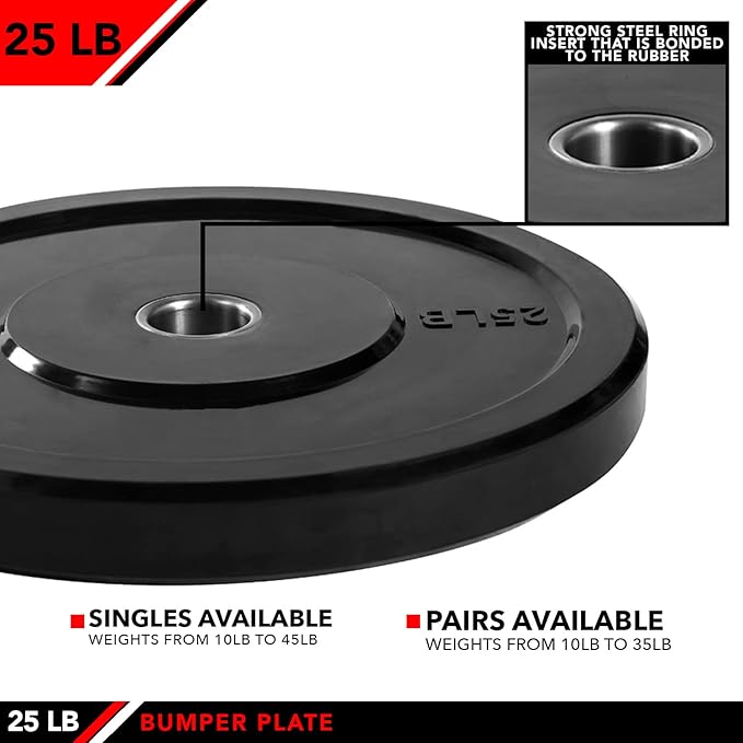 JFIT Olympic 2 Inch Grip Plates and Bumper Plates for Barbell - Single Weights or Sets of 2 (Muliple Weights)