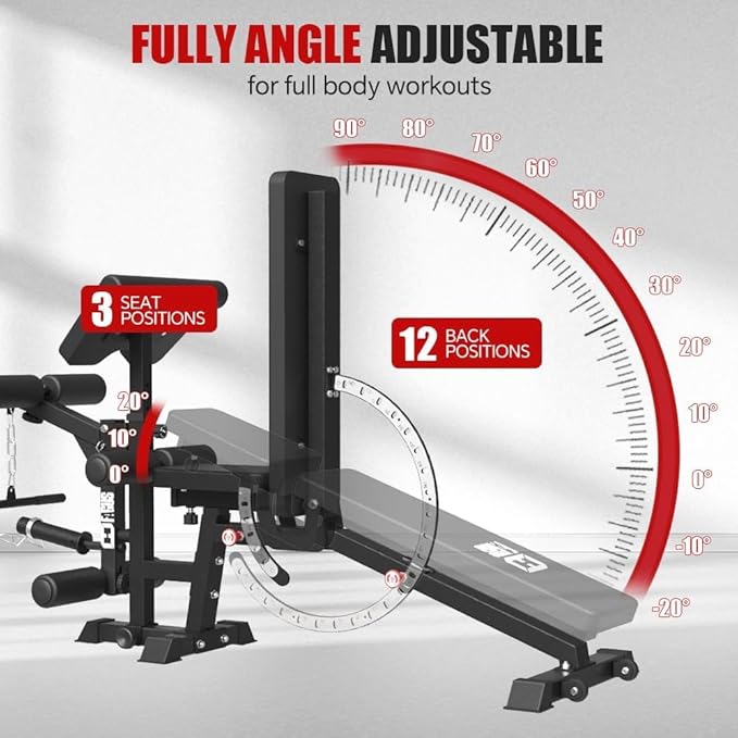 All in One Home Gym System Workout Station, Multi-Function Smithe Machine Power Cage with Cable Crossover System, Tripe-Sided Independent Load Posts, Functional Trainer for Full Body Training