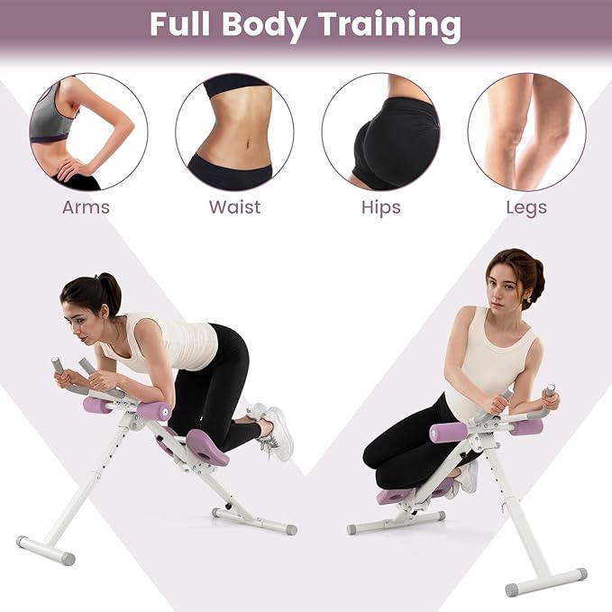 GYMAX Ab Workout Equipment, Adjustable Ab Machine for Whole Body Home Exercise with LCD Monitor, Big Knee Pads & Foam Cover, Core Ab Stomach Trainer for Home Gym Strength Training