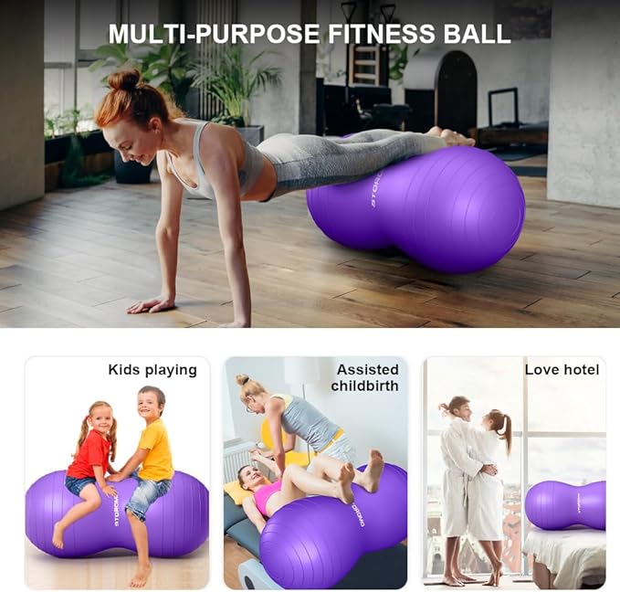 Anti-Burst Peanut Ball,Kids Active Wiggle Seat,for Labor, Therapy, Kids with ADHD – Eco-Friendly Birth Ball for Pregnancy, Physical Therapy & Exercise– with Pump