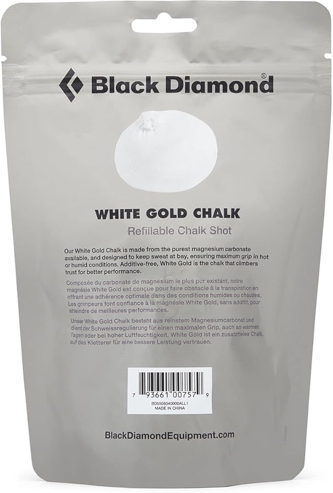 BLACK DIAMOND White Gold Chalk | 100% Magnesium Carbonate | Superior Grip & Moisture Absorption for Rock Climbing & Training | Loose or Refillable Variations