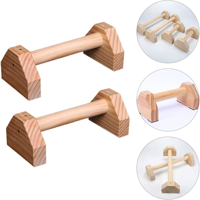 VOSAREA Push-up Stands Pair Pine Wood 30cm Exercise Push-up Bars Home Fitness Equipment Arm Strength Training Tools for Bodybuilding and Calisthenics