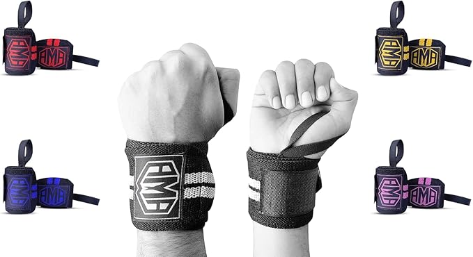 Wrist Wraps for Weightlifting β 18" Professional Grade Cotton Straps with Thumb Loop β Heavy Duty Wrist Support for Powerlifting, Bodybuilding, CrossFit, Strength Training, Gymnastics & Calisthenics