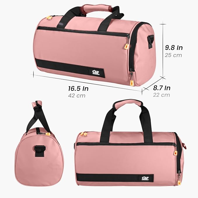 C&F BOGMOST Small Gym Bag for Women & Men,Small Lightweight Duffel Bag Carry On Bags Mini Duffel Travel Bag Waterproof Sports Bags for Workout/Sport/Travel, Pink,with Shoes Compartment