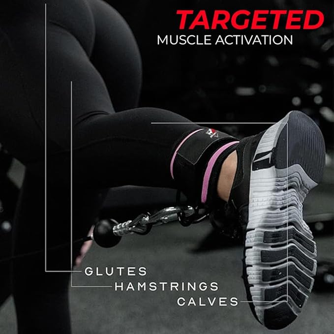 Ankle Straps for Cable Machines, Adjustable Comfort Ankle Cable Attachments for Women & Men, Glute Kickback Ankle Strap for Workout Gym Ankle Cuff Neoprene Padded Durable lifting Straps