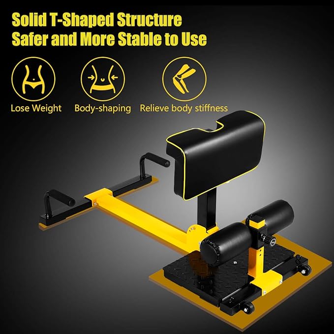 GYMAX Sissy Squat Machine, 8-in-1 Workout Machine with Adjustable Height & Protective Foam, Sissy Squat, Push-up, Sit-up, Rope Exercise Machine for Strength Training, Home Gym