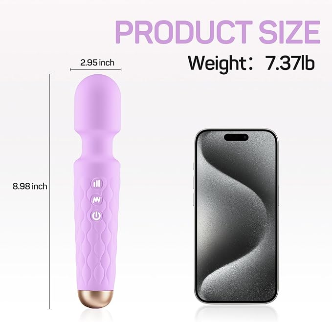 Personal Massager - 4H Max Runtime & Ultra-Quiet - Waterproof - 20 Modes 8 Speeds for Deep Tissue Back Massage, Post-Workout Recovery and Neck Muscle Relaxation(Purple)