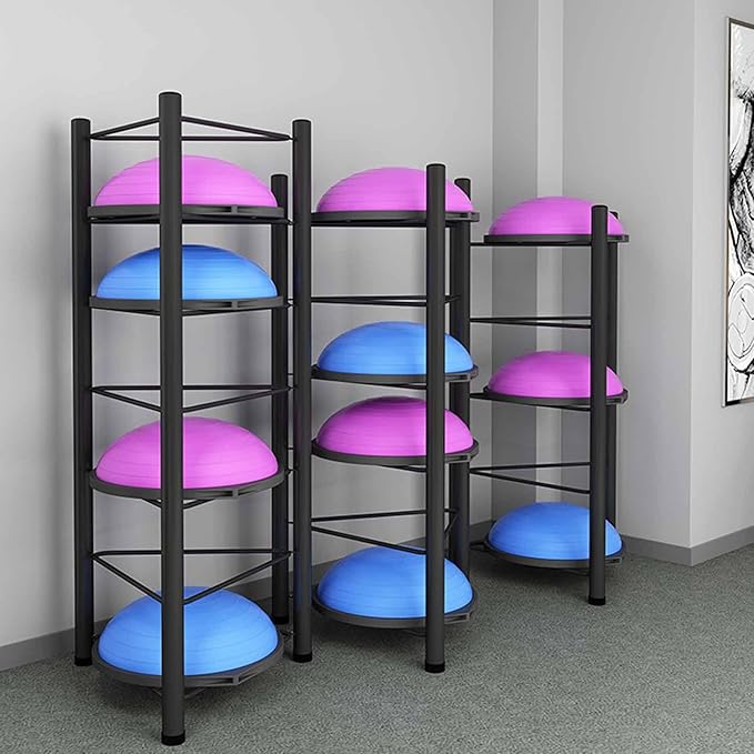 Indoor Balls Display Stand Floor 5-Tiers Half Balance Ball Trainer Holder Rack, Sturdy Iron Yoga Half Ball Storage Stand for Home Fitness Strength Exercise Workout Gym, No Ball