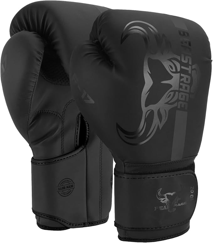 BEAST RAGE Boxing Gloves Muay Thai Kickboxing MMA Fight Bag Training Punch Hitting Workout Men Women Sparring Fitness Mitts Heavy Padded Martial Arts Sports