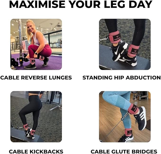 Ankle Straps for Cable Machines Women, Glute Kickback Cable Machine Attachments, Gym Ankle Cuffs, Wrist Cuffs for Workout, Leg Training Accessory, Fitness Gear for Home or Gym