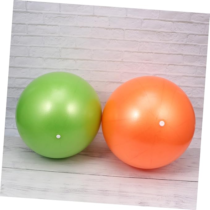 2pcs Anti-Burst Yoga Ball PVC Exercise Balancing Stability Trainer Thickened Mini Pilates Ball for Fitness Training and Gym Use (15-35cm Random Size, Orange+Green)