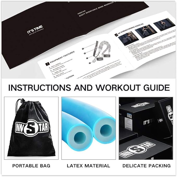 INNSTAR Booty Resistance Band Vertical Jump Trainer Leg Strength Resistance Bands Set for Basketball Triple Jump Football Volleyball Training Provide, Substitute for Plyometric Jump Box