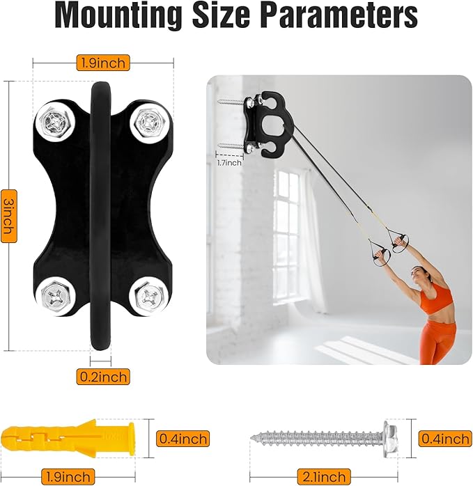 3 PCS Resistance Bands - Workout Wall Mount & Door Anchors for Hanging Straps, Home Gym & Physical Therapy