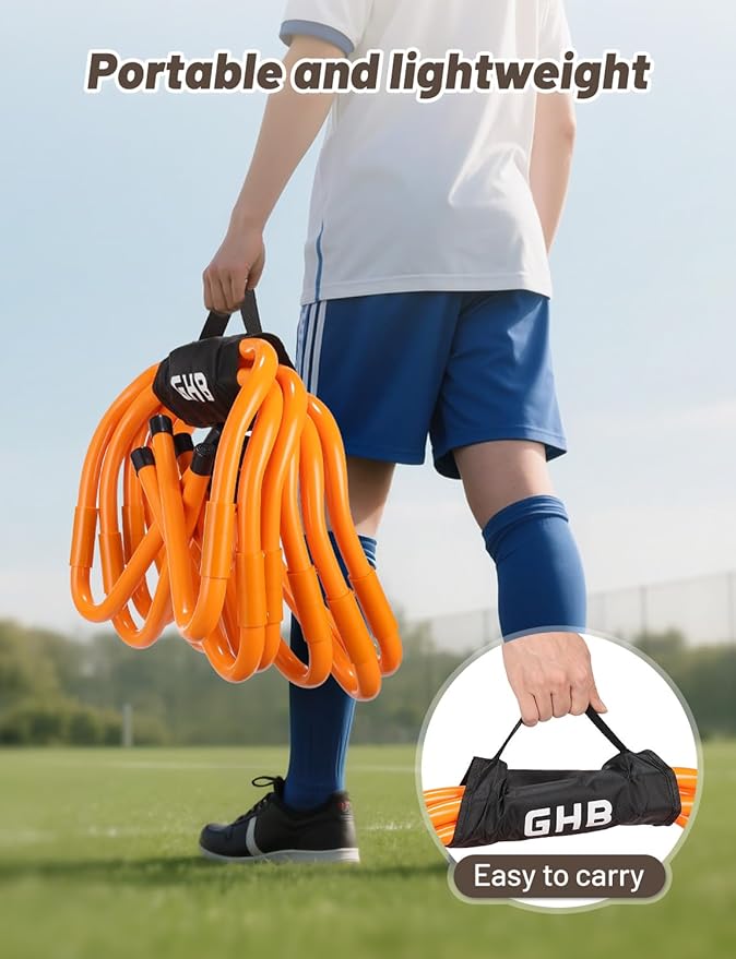 GHB Agility Hurdles 5/6 Pack Foldable Speed Agility Training Hurdles Adjustable Sturdy Hurdles Training Equipment Set with Carry Bag for Amateur, Athletes, Soccer, Basketball