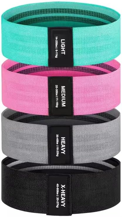 Booty Bands, Fabric Resistance Bands for Working Out, 4-Level Non-Slip Workout Bands with Exercise Guide, Hip and Glute Training Equipment for Home Gym, Teal Pink Gray Black