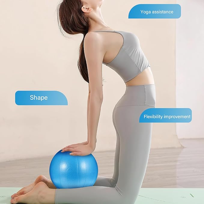 Veemoon Mini Pilates Ball Small Exercise Ball PVC Material Stability Trainer Core Workout Accessory Blue for Home Gym Fitness Yoga and Physical Therapy
