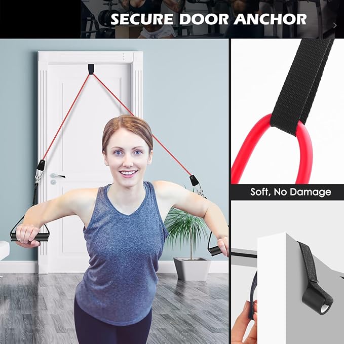 Resistance Bands Set 10–50 LB, Exercise Bands Kit for Men & Women, Full Body Workout with Handles, Door Anchor, Ankle Straps & Carry Bag, Home Gym Training