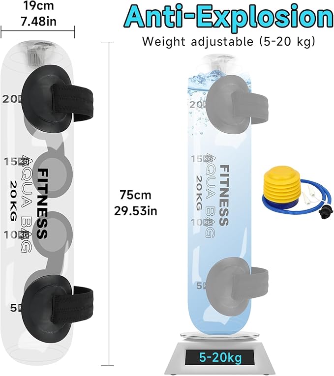 KOMCLUB Aqua Bag Workout, Adjustable Training Bag and Power Bag with Water, Core and Balance Trainer, Portable Stability Fitness &Full Body Exercise Equipment for Weight