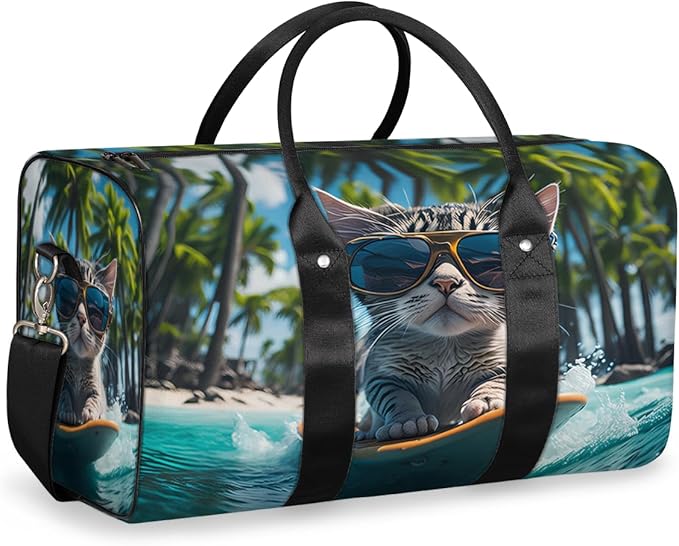 Travel Duffel Bag Fashion Cat Animals Sport Tote Gym Bag Waterproof Foldable Carryon Weekend Overnight Training Handbag Sports Duffle Bags for Women Men Boys Girls