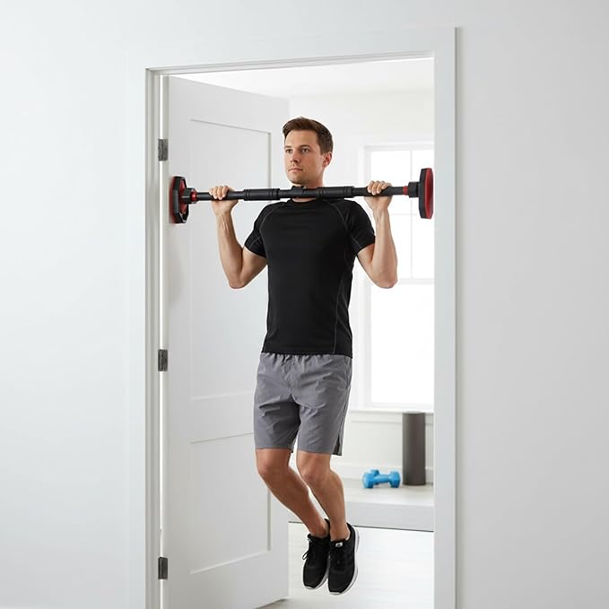 Adjustable Doorway Pull Up Bar for Home Gym - No Drilling Required, Portable Strength Training Bar with Comfortable Grip for Upper Body Workout - Fits Most Door Frames